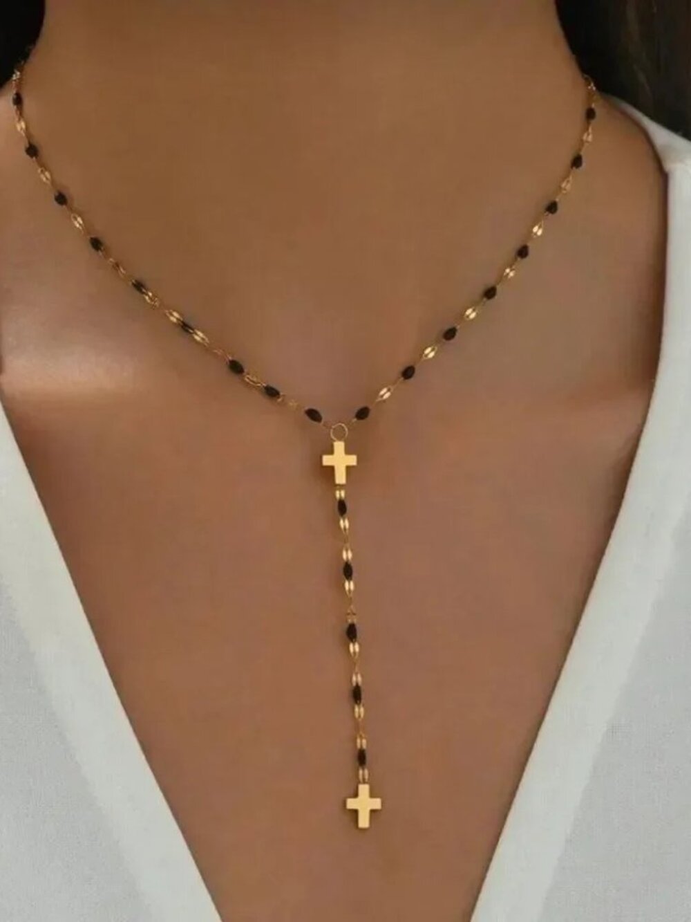 Black Cross Necklace Q696